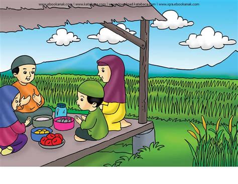 detail gambar pemandangan sawah kartun koleksi nomer