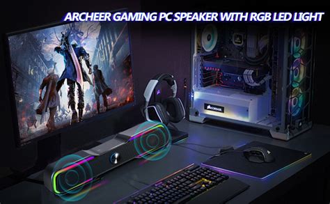 Archeer Altavoces RGB Para Videojuegos Barra De Sonido Con Cable USB