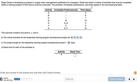 Solved Roger Ginde Is Developing A Program In Supply Chain Chegg