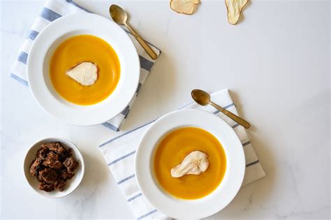 Pumpkin Soup with Spiced Pumpernickel Croutons - Chef's Paradise