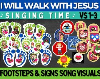 I Will Walk With Jesus Primary Singing Time Visuals Packet Etsy