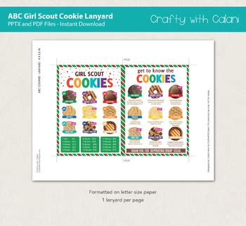 Girl Scout Abc Cookie Lanyard With Description Template Editable