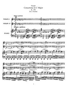 Concertone For Two Violins And Piano In C Major K 190 By W A Mozart