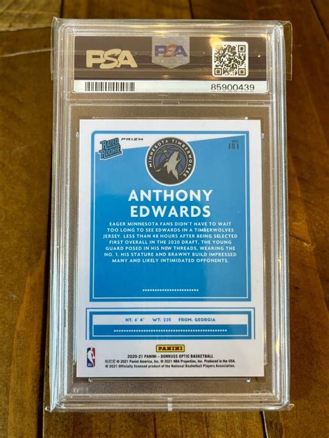 Donruss Optic Anthony Edwards Green Pulsar Rated Rookie Sp