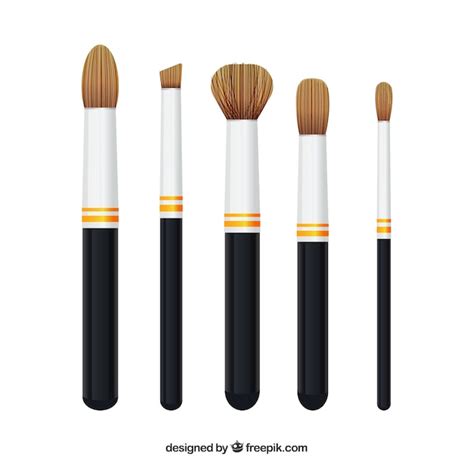 Colección De Brochas De Maquillaje Realistas Vector Gratis