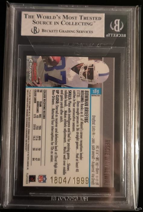 2001 Bowman Chrome Rookie Refractor 189 Reggie Wayne 1999 RC For