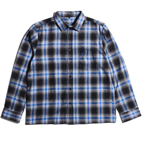 Sex Hippies Shadow Plaid Flannel Shirt Blue Black Orchard Skateshop