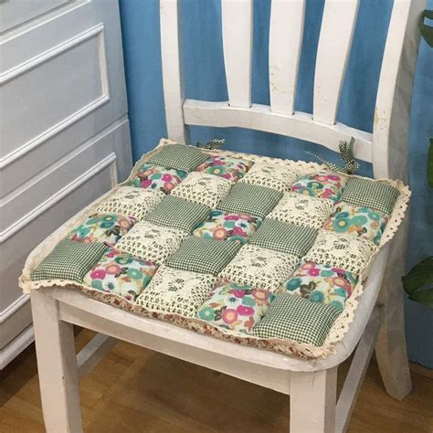 Vctops Patchwork Chair Pad With Ties No Slip Lace Trim Chair Cushion