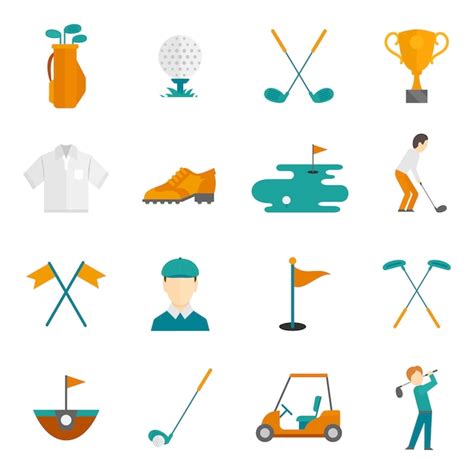 Golf Icons Set Premium Vector