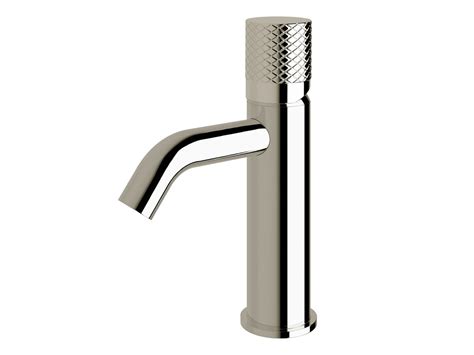 Milli Pure Basin Mixer Tap Curved Spout With Diamond Textured Handle