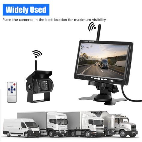 2x Truck Wireless Car Reversing Rear Camera Kit 7 Tft Lcd Monitor 12v