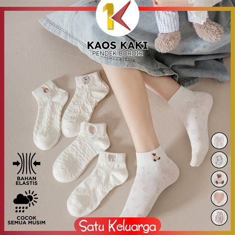 Jual SK P576 Kaos Kaki Wanita Semata Kaki Motif Bordir Karakter Korean