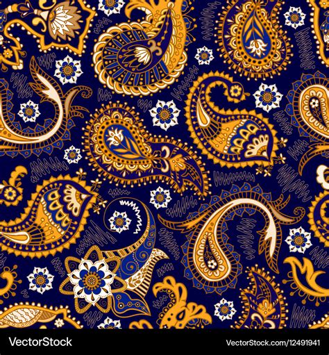 Colorful Paisley Seamless Pattern Original Vector Image