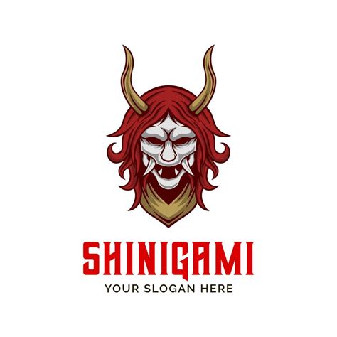 Shinigami Logo Ronin Oni Demon Vector Mascot Template Vector