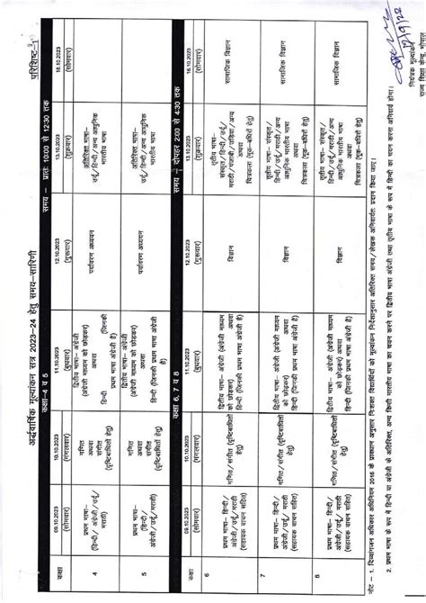 Mp Board Class 8th Time Table 2024 Pdf [out For Half Yearly