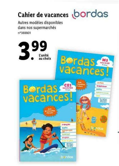 Promo Cahier De Vacances Bordas Chez Lidl