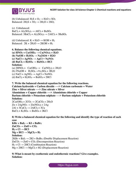 Ncert Solutions Class Science Chapter Chemical Reactions And