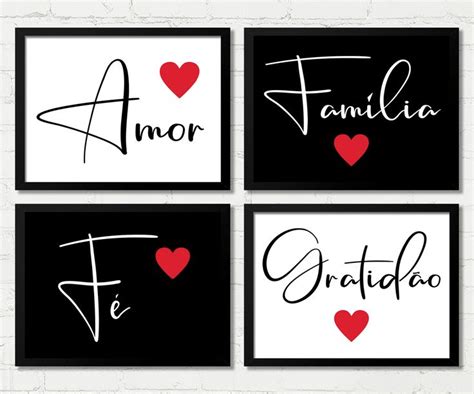 Quadros Gratidão Amor Fé Família Moldura e Vidro Quadro família