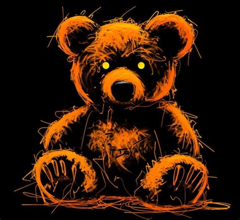 Premium AI Image | there is a drawing of a teddy bear with glowing eyes generative ai