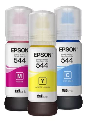 Kit 3 Refil De Tinta Epson T544 Amarelo Ciano E Magenta Tinta