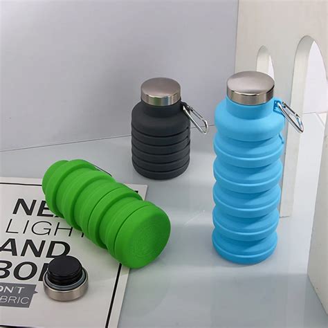 Wholesale Sport Silicone Portable Foldable Water Bottle 17oz 500ml Bpa