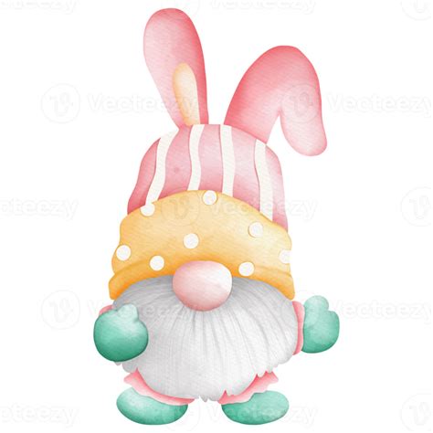 Watercolor Cute Easter Gnome Bunny Gnome Rabbit Gnome Easter Elements