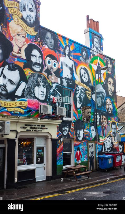 Prince Albert Pub In Trafalgar Street Brighton Covered In Mural Of Rock