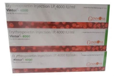 Emcure Vintor 4000 Iu Injection Erythropoietin Alfa Packaging Size 1