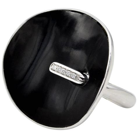 Black Onyx And Diamond White Gold Swirl Ring For Sale At Stdibs How