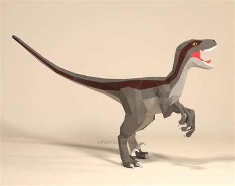 Raptor Papercraft D Velociraptor Papercraft Kit Dinosaur Low Poly