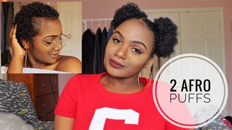 How To 2 Afro Puffs On Short Twa Thick Curly Natural Hair Youtube