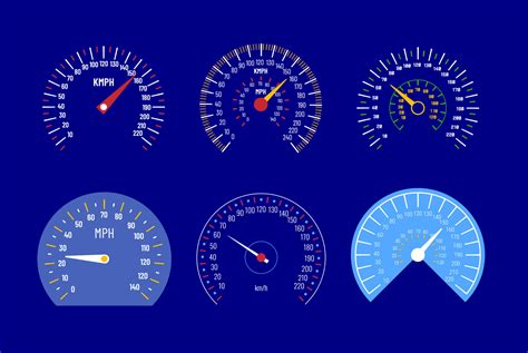 Cartoon Color Different Types Speedometer Set. Vector 26705695 Vector ...