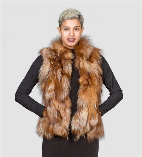 Cropped Fox Fur Vest Red Color I 100 Real Fur Coats Accessories