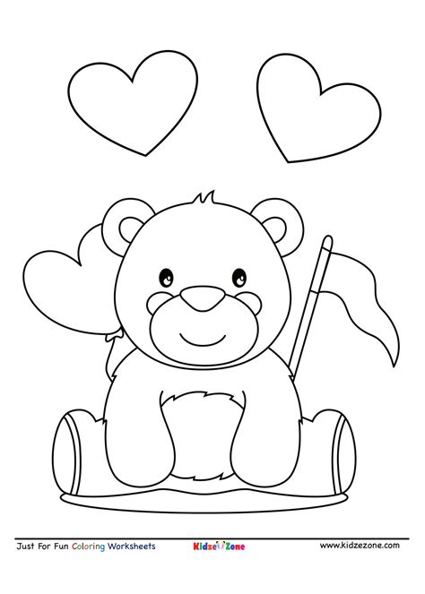 Cute Teddy Bear Coloring Page - KidzeZone