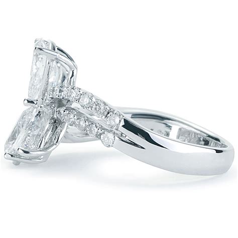 Unique Marquise And Pear Shaped Diamond Ring Split Shank White Gold