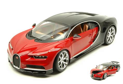 Burago R Bugatti Chiron Red Black