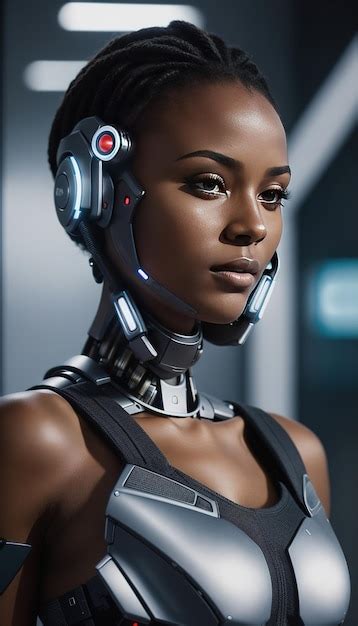 Female Futuristic Humanoid Robot Cyborg Android Premium Ai Generated Image