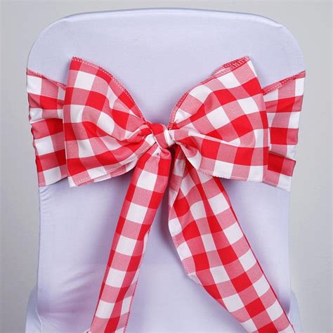 BalsaCircle 5 Pcs Gingham Checkered Polyester Chair Sashes Bows Ties