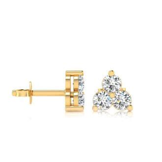 Three Diamond Earrings 1ct Three Diamond Triangle Stud Earrings In