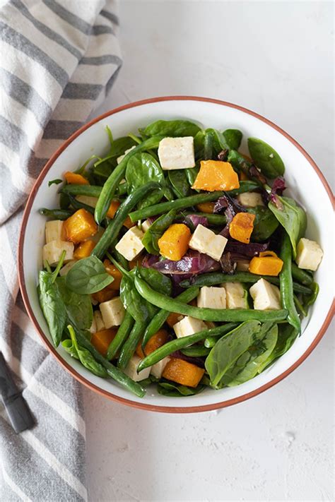 Roast Pumpkin Salad With Feta And Spinach The Home Cooks Kitchen