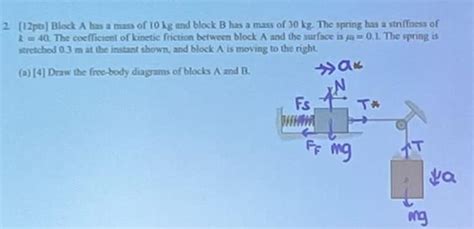 Solved [12pts] Block A Has A Mass Of 10 Kg And Block B Has A