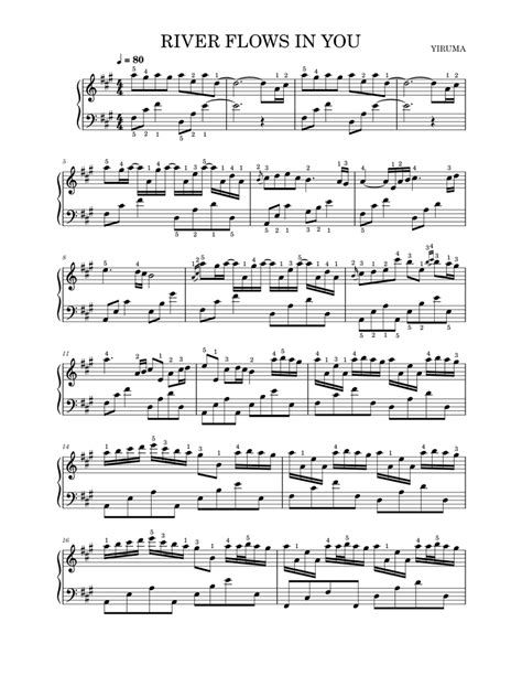 River Flows In You Yiruma Piano Solo Easy Ver Sheet Music For Piano Solo