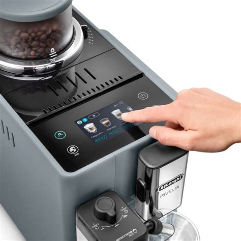 delonghi rivelia automatic compact bean  cup coffee machine grey