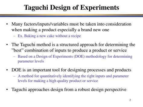 Ppt Robust Design The Taguchi Philosophy Powerpoint Presentation