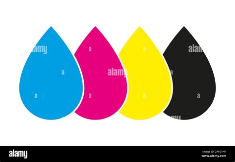 Cmyk Print Icon Four Drops In Cmyk Colors Symbols Cyan Magenta