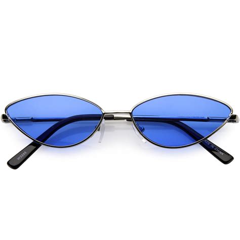 Retro Small Metal Cat Eye Sunglasses For Women Color Tinted Lens 55mm