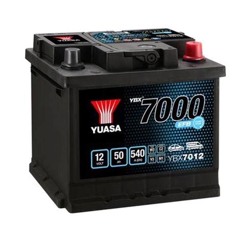 Yuasa Ybx7000 Range 012 Efb Stop Start Plus Battery 50ah 540ccp 207