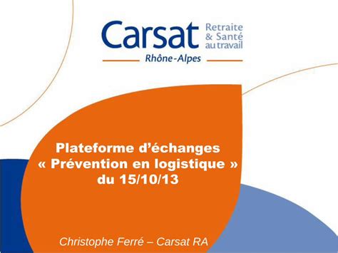 Pdf Pr Vention En Logistique Du Carsat Ra Fr