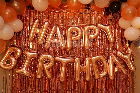 Elegant Rosegold And Black Birthday Decoration Theme With Rosegold Curtains Pune