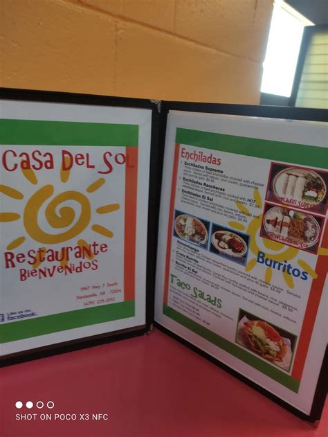 Menu at La Casa Del Sol restaurant, Dardanelle, Old Hwy 7 S